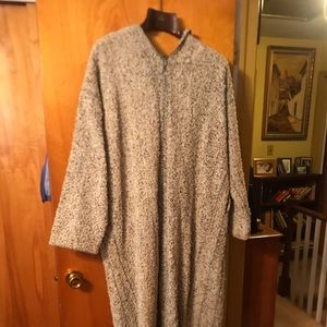Vintage Morrocan mens robe with hood, Brown Cream, 58 Inches long From Neck-Hem